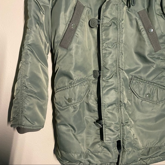 Alpha Industries Altitude Parka Hooded Jacket Coat Alaska Green Womens Size XS - Picture 11 of 12
